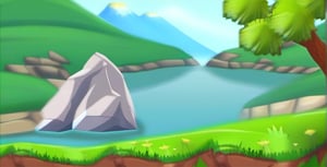 game icon institute, game icon, c_j, scenery, outdoors, grass, no humans, mountain, tree, rock, landscape, day