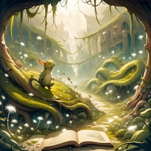 best quality, abandoned garden, ivy, moss, dandelion flowers, glittering, close up detailed perfect, detailed scales, otherworldly, Craola, Dan Mumford, Andy Kehoe, Luis Royo. 2d, flat, cute, adorable, fairytale, storybook detailed illustration, cinematic, ultra highly detailed, tiny details, beautiful details, mystical, luminism, vibrant colors