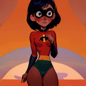 (Perfect body), Best Quality, (((Blush))), (((Dark Skin))), (Short Hair),  ((thick thighs)), shy, black hair,  brown eyes, freckles,  cover,  good fingers,  good hands, best eyes, round pupil, veronica, ,violetparr