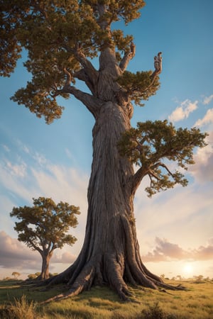 A very large dead tree with standing tall with drawft branches, covering the whole canvas on the tree branches, a very detailed various different kind of many human faces hidden all over, is mesmerizing, colorful atmosphere behind the tree, a glowing sky blue Ash, on the ground, some dead plants on the tree, branches, and all over the tree, thousands of different human faces all over the tree peoples head in details beautiful art