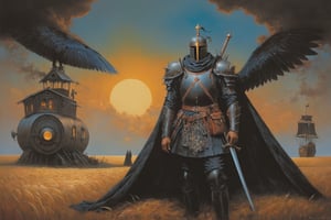 (Beksinski style:1.2), abstract, (battle scene:1.6), (steam punk:1.5), (surrealism:1.6), Medieval mythology: legendary in medieval lore, the enigmatic Black Knight embodies mystery, formidable prowess, and a guardian's unwavering commitment in timeless tales.,DonMM4g1cXL ,aw0k euphoric style, in the style of esao andrews,esao andrews style