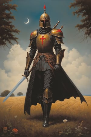 steam punk, surrealism:1.6, Medieval mythology: legendary in medieval lore, the enigmatic Black Knight embodies mystery, formidable prowess, and a guardian's unwavering commitment in timeless tales.,DonMM4g1cXL ,aw0k euphoric style, in the style of esao andrews,esao andrews style