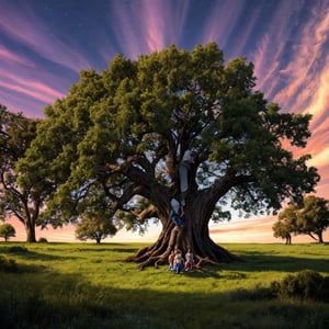 A very large dead tree with standing tall with drawft branches, covering the whole canvas on the tree branches, a very detailed various different kind of many human faces hidden all over, is mesmerizing, colorful atmosphere behind the tree, a glowing sky blue Ash, on the ground, some dead plants on the tree, branches, and all over the tree, thousands of different human faces all over the tree peoples head in details beautiful art