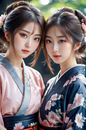 two Japanese lesbian girls having sex in kimonos, sexual poses, semi-naked, masturbating and licking each other, masterpiece, best quality, realistic, ultra highres, depth of field, (detailed face:1.2), (detailed eyes:1.2), (detailed background), (masterpiece:1.2), (ultra detailed), (best quality), intricate, comprehensive cinematic, photography, (gradients), colorful,seductive, visual key, shiny skin,photorealistic skin,hubgwomen,Close-up Pussy