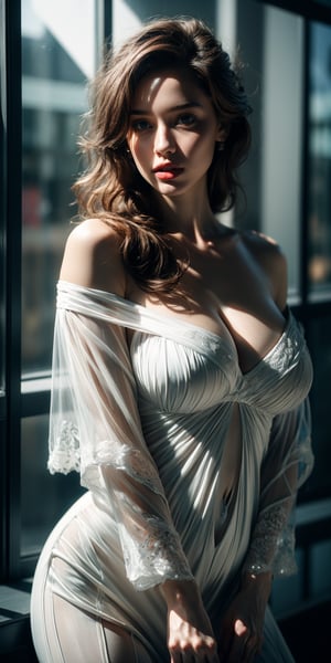 Exterior, fantastic dynamic poses, elegant and dramatic light, transparency, translucency, action-packed, (intricate details), (ultra detail), 8k hdr, high detail, lots of detail, high quality, smooth cinematic lighting, outfit, Off shoulder, gorgeous European woman, red lipstick, lip gloss
