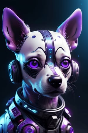 a beautiful portrait of a cute cyberpunk dog by sandra chevrier and greg rutkowski and wlop, purple blue color scheme, high key lighting, volumetric light, digital art, highly detailed, fine detail, intricate, ornate, complex, octane render, unreal engine, photorealistic , 