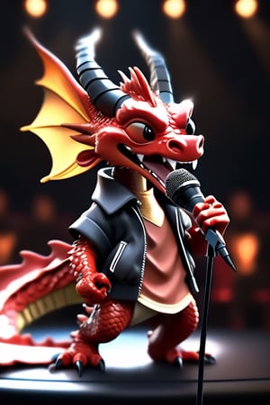 red dragon, wearing jacket,chibi, 3D,3d background, full body,photorealism, personification,best quality, 8k,dark,cinematic lighting, (Singing with a microphone on stage)


