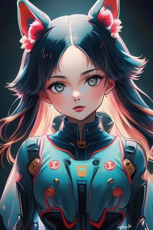 A charmingly juxtaposed image of a cutie girl's face on the Gundam RX72, fox ears captures attention with its unique blend of charm and futuristic style. The adorable dog features, complete with floppy ears and soulful eyes, stand out against the sleek, mechanical design of the suit. This exquisitely detailed painting radiates whimsy and precision, showcasing the artist's skill in merging contrasting elements seamlessly. A delightful and high-quality piece that combines nostalgia with a touch of playfulness, it invites viewers to imagine a world where man and canine coexist in perfect harmony.rClr