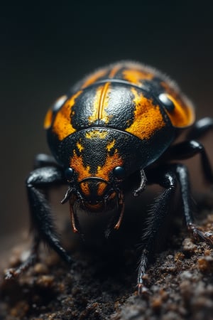 Hasselblad H6D-400c MS, low exposure, high contrast, ISO 100, with a 1800mm macro lens, beetle
