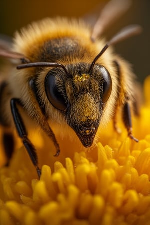 Hasselblad H6D-400c MS, low exposure, high contrast, ISO 100, with a 1800mm macro lens,
 Honey bee 
