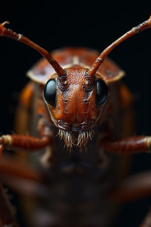 Hasselblad H6D-400c MS, low exposure, high contrast, ISO 100, with a 1800mm macro lens, Cockroach's face
