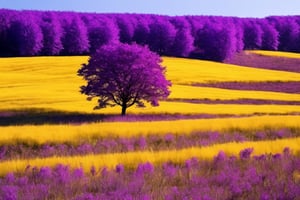 masterpiece, ultra k resolution, purple trees, yellow grass 