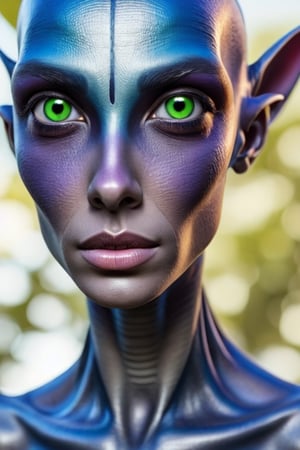 A beautiful female alien in a park, best quality, amazing quality, very aesthetic, absurdres,perfect eyes, 
