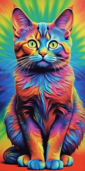 masterpiece, best quality, psychedelic cat ,Colourful cat 