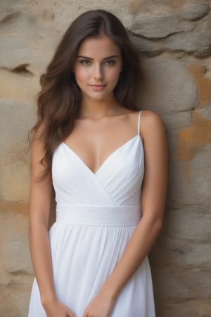 beautiful girl waring a white dress
