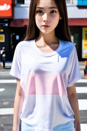 1 girl, naked_shirt,on the street