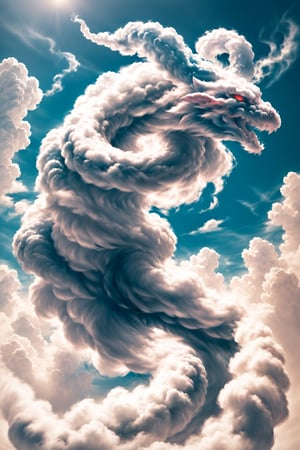 Hyperrealistic art BJ_Sacred_beast, red_eyes, (All White body:1.4), outdoors, horns, sky, teeth, day, cloud, (no_humans:1.3), cloudy_sky, scenery, smoke, mountain, snake, black and white,
cinematic lighting,strong contrast,high level of detail,Best quality,masterpiece,, . Extremely high-resolution details, photographic, realism pushed to extreme, fine texture, incredibly lifelike,long,cloud ((by Kekai Kotaki:1.5)),sketch,cloud