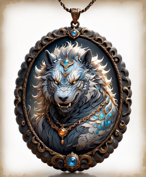 ((best quality)), ((masterpiece)), (detailed), (realistic),(Raw Photo:1.3) of (Ultra detailed:1.3) humanoid,Hippo, (monster) , shining eyes, highly detailed, digital painting, art,on parchment,Spirit Fox Pendant