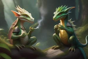 highest quality,  elf and dragon smoking weed