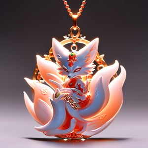 chinese dragon girl,9 dragon heads behind,long,Spirit Fox Pendant