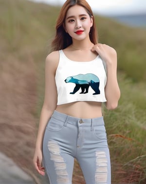 polar bear,crop top,