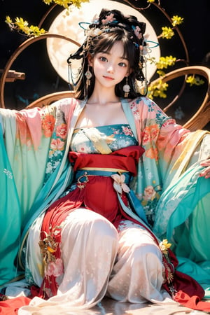 1 girl, most beautiful korean girl, Korean beauty model, stunningly beautiful girl, gorgeous girl, 18yo, over sized eyes, big eyes, smiling, looking at viewer,
(masterpiece, top quality, best quality, official art, beautiful and aesthetic:1.2), extreme detailed, (abstract, fractal art:1.3), highest detailed, detailed_eyes, light_particles, hanfu,jewelry, sexy, red,masterpiece