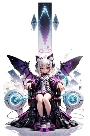 (white background:1.5), 1 girl, mid shot, full body, (succubus:1.2), (Lilith:1.2), (1 girl:1.2), solo, (short white hair:1.2) , (refreshing eyes:1.1) ,(crazy smile:0.8), (flat chest), (dress), (glitch digital glowing wings), (full body:1.0), (beautiful detailed eyes:1.0), (detailed face:1.0), (sitting on a throne), (one hand on hip:1.2) ,looking at you, /////////////////////////// ////////////////////////// ///////////////////////// psychedelic art, glitch art, abstract art, concept art,(point_color:1.4),(RGB Splitting:1.3),(god rays), (extremely detailed light), (science_fiction:1.2), (trippy:1.2),(colorful ink ), (floating colorful ink droplet ), (triangle shape:1.3), (Lilith of night:1.3), (gradient_background:1.1),(glitch background),( digital halo:1.2),(fluorescent graffiti :1.2),(neon light:1.2), (glowstick:1.2), (floating triangle glass fragments:1.2)
,Realism,cat ear