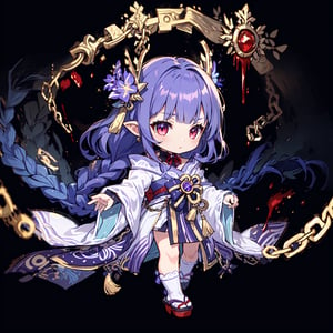 masterpiece, best quality, ultra-detailed, 1girl, hair (white, floating, long), detailed face , beautiful red eyes, a long minimalist white dress , light witch,  light particles, light rays, background (large chains as red as blood),midjourney,chibi,High detailed ,Kanna Kamui ,monadef,IncrsNikkeProfile,fantasy00d,full body,glitter,shiny,kleedef,raidenshogundef