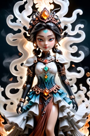 a Guanyin girl, [a white lighting translucent phantom made of smoke], intricate design, photorealistic, hyperrealistic, high definition, extremely detailed, cinematic, UHD, HDR, 32k, ultra hd, realistic, dark muted tones, highly detailed, perfect composition, beautiful detailed intricate insanely detailed octane render, trending on artstation,ghost person,Flat vector art,Magical Fantasy style,NIJI STYLE,huayu,SakimiStyle,MikieHara,Anime ,chibi,A girl in the wild ,more detail XL,cyborg style,oil paint ,dripping paint,colorful,fire element,shards,lego,steampunk style,ice and water,DonMBl00mingF41ryXL 