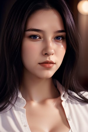 beautiful detailed girl, extremely detailed eyes and face, beautiful detailed eyes,absurdres, incredibly absurdres, huge filesize , ultra-detailed, highres, extremely detailed,best quality ,masterpiece, illustration, an extremely delicate and beautiful, extremely detailed ,CG ,unity ,8k wallpaper, Amazing, finely detail, masterpiece,best quality,official art,extremely detailed CG unity 8k wallpaper, medium sized chest, cleavage, white shirt, selfie, half body,  