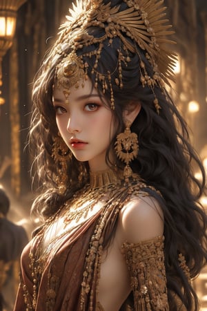 Egyptian queen, busty and sexy girl, 8k, masterpiece, ultra-realistic, best quality, high resolution, high definition