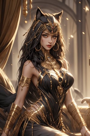 Egyptian queen, (cat woman), busty and sexy girl, 8k, masterpiece, ultra-realistic, best quality, high resolution, high definition