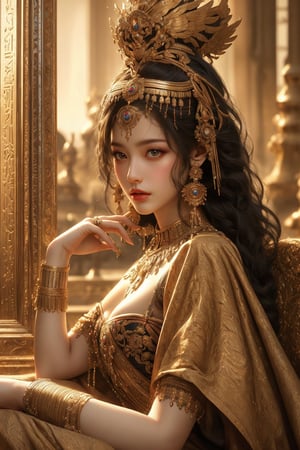 Egyptian queen, busty and sexy girl, 8k, masterpiece, ultra-realistic, best quality, high resolution, high definition