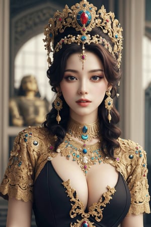 Egyptian queen, busty and sexy girl, 8k, masterpiece, ultra-realistic, best quality, high resolution, high definition