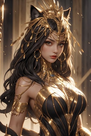 Egyptian queen, (cat woman), busty and sexy girl, 8k, masterpiece, ultra-realistic, best quality, high resolution, high definition