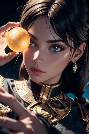 (4k), (masterpiece), (best quality),(extremely intricate), (realistic), (sharp focus), (cinematic lighting), (extremely detailed),

A girl holding a glowing orb in her hands, her face filled with power and determination.

,Isometric_Setting ,phcrystal,Circle,hackedtech