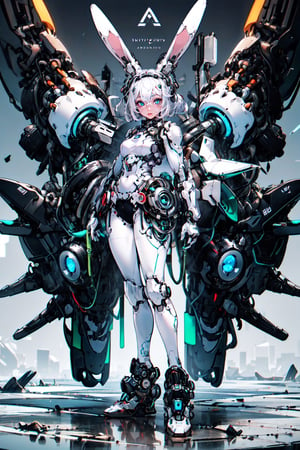 A girl,shield,slim waist,android,neat figure,robot girl,doll joints,armor,Exoskeleton Mecha, red,blue,white,green,GreatswordShield,(8k, RAW photo, best quality, masterpiece:1.2), (realistic, photo-realistic:1.37), ultra-detailed,(full body:1.5),1 girl, solo,(beautiful detailed sky),((Extremely beautiful eyes)),beautiful detailed eyes,beautiful detailed lips,professional lighting, photon mapping, radiosity, physically-based rendering,(extremely detailed eyes and face:1.5), beautiful detailed eyes,light on face,,see-through,looking at viewer,8K wallpaper ,dragon ear,Rabbit ear