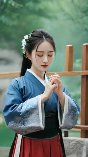 masterpiece, best quality, absurdres, 8K, super fine, best_lighting, a beautiful girl,hanfu,school,classroom,flowers,spring,yeseo,xxmix_girl,aesthetic portrait,more detail XL