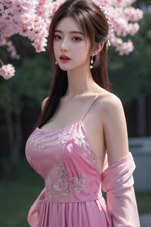 (8k, RAW photo, best quality, masterpiece:1.2), (realistic, photo-realistic:1.2)(raw photo) (extremely detailed CG unity 8k wallpaper) detailed and intricate, original,highres,[1girl:background:0.6],long hair,(long dress:1.23),looking at viewer,upper body,(light pink clothing:1.23),(big breasts:1.52),Xyunxiao,1girl,Xziling,underwear,Dudou,dudou
