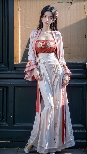 ,(hanfu),(floral print:1.3),(pink see-through shirt),(green see-through print long skirt),(long sleeves),1 girl,full body,(long hair:1.1),,(big breasts:1.5), (realistic:1.7),((best quality)),absurdres,(ultra high res),(photorealistic:1.6),photorealistic,octane render,(hyperrealistic:1.2), (photorealistic face:1.2), (8k), (4k), ,,(big breasts:1.5),(Masterpiece),(realistic skin texture), (illustration, cinematic lighting,wallpaper),( beautiful eyes:1.2),((((perfect face)))),(cute),(standing),(black hair),black eyes,red lips, outdoors, (chinese style buildings), ,hanfu,Agoon