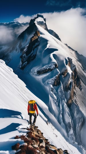 the Meili Snow Mountain occupies most of the picture, and a man stands on the edge of the cliff, with his back to the camera, Stylish