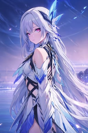 red_eyes,long_hair,white hair,(((masterpiece))),best quality, illustration,(beautiful detailed girl),beautiful detailed glow,midjourney