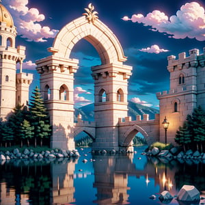 Realistic lighting, (realistic: 0.7), (3D: 0.7), (solo: 1.3), (extremely complex and delicate stone arches: 1.3), (lake background: 1.3), clouds, best tones, European castle,
Griffin