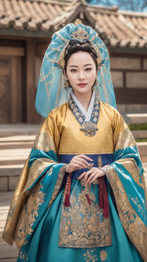 Craft a high-detailed image, the iconic character. Envision her with intricate details, beautiful features, and set against a perfect backdrop. Request a photo-realistic masterpiece in 32k ultra HDR resolution, capturing the charm and magic of this beloved Disney princess.,joseon