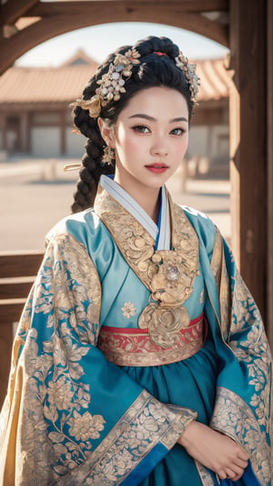 Craft a high-detailed image, the iconic character. Envision her with intricate details, beautiful features, and set against a perfect backdrop. Request a photo-realistic masterpiece in 32k ultra HDR resolution, capturing the charm and magic of this beloved Disney princess.,joseon