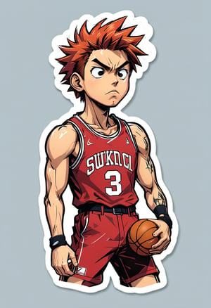 slam dunk Character Sakuragi Hanamichi, scribble, inkpunk style,sticker