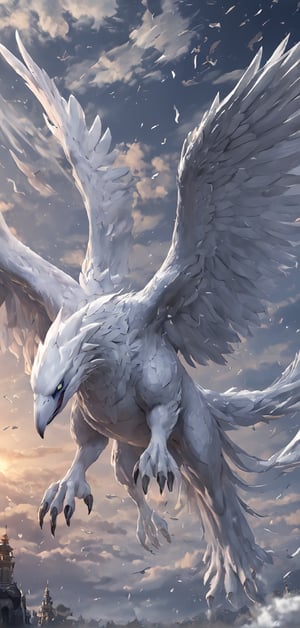 (extremely detailed 8k wallpaper), a medium full body photo of lugia of pokemon,intricate, highly detailed, dramatic, flying in the sky,Lugia