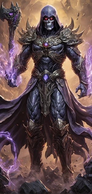 (extremely detailed 8k wallpaper), a medium full body photo of skeletor of masters of the universe,intricate, highly detailed, dramatic, in  skeletor armour,charging into battle