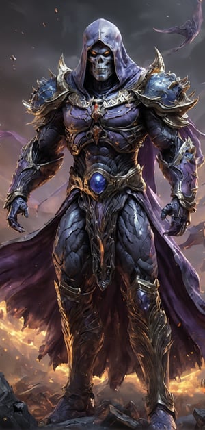 (extremely detailed 8k wallpaper), a medium full body photo of skeletor of masters of the universe,intricate, highly detailed, dramatic, in  skeletor armour,charging into battle