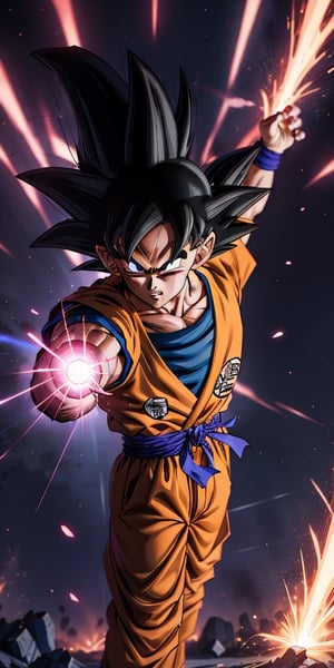 Goku, blasting kamehameha